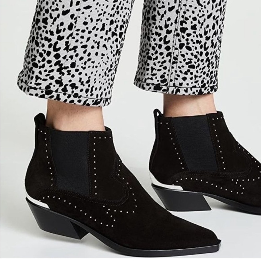 NWOT Rag & Bone Size 5 / 35 Black Suede Westin Bootie Boots Stud
